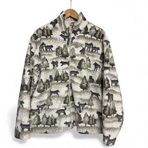 Women's Fleece Jacket with wolf Print